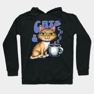 Orange Tabby Cats and Coffee Hoodie